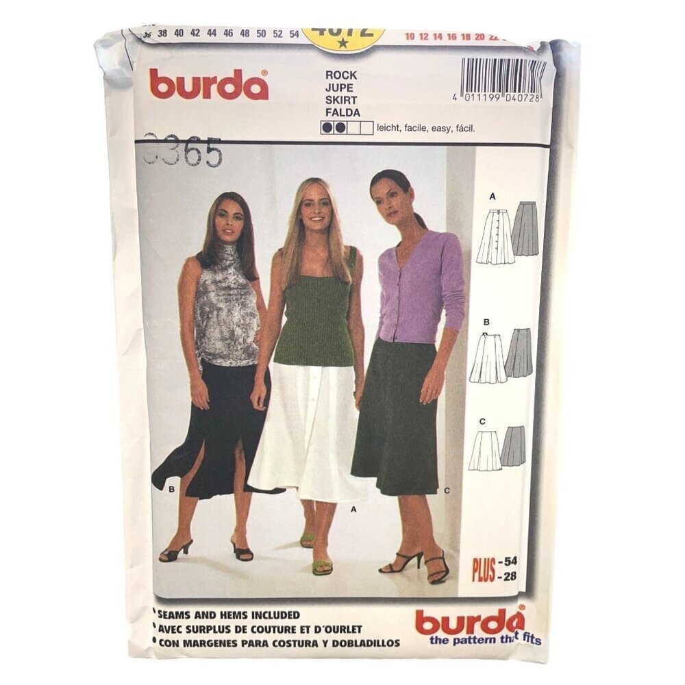 Burda Sewing Pattern‎ 4072 Skirt Rock Jupe Falda Misses Size 10-28